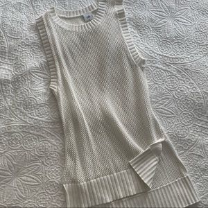 CAbi white knit hi-lo sleeveless sweater tank top